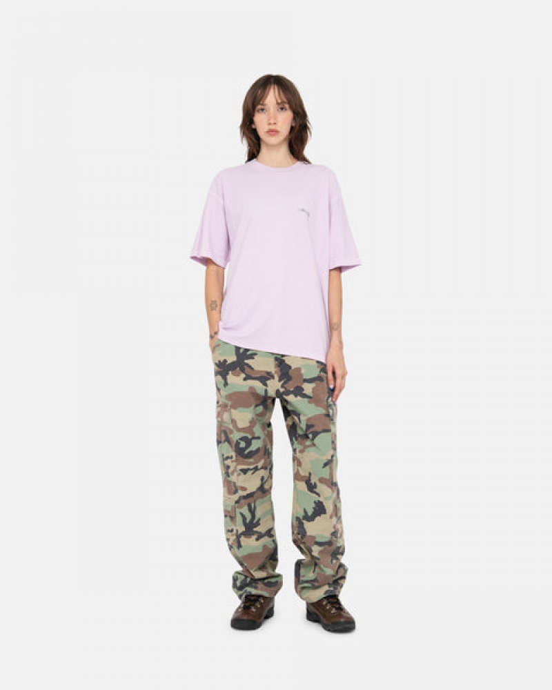 Women Stussy Pig. Dyed Inside Out Crew T Shirt Purple Australia | BZI-5183