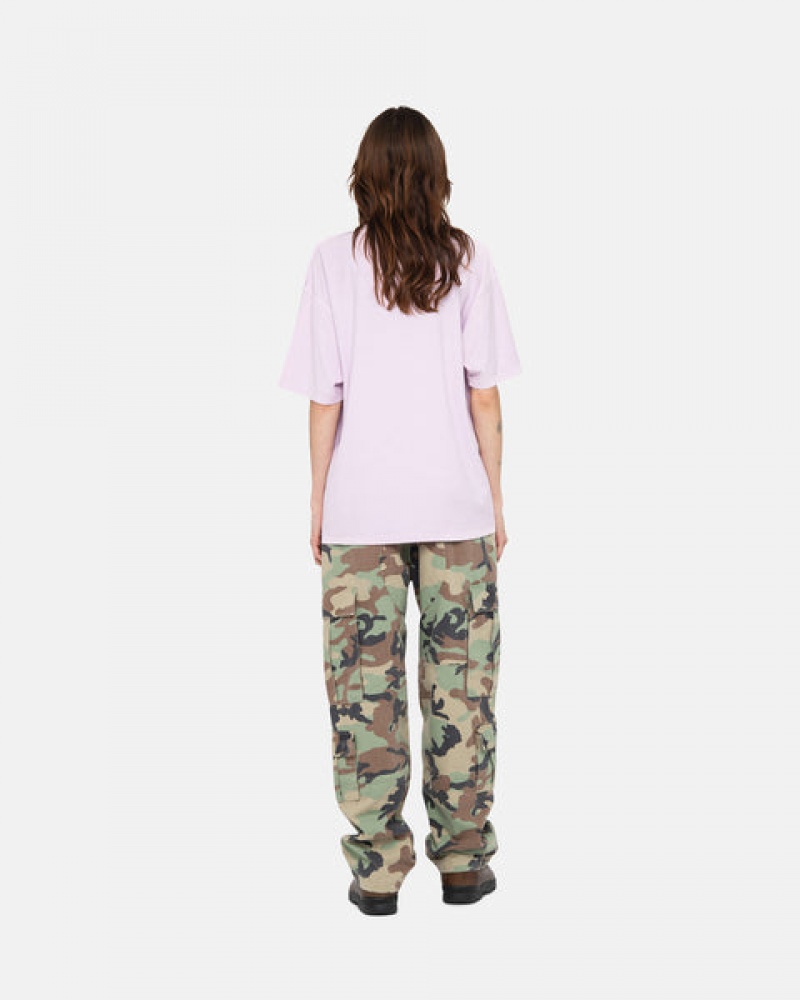 Women Stussy Pig. Dyed Inside Out Crew T Shirt Purple Australia | BZI-5183