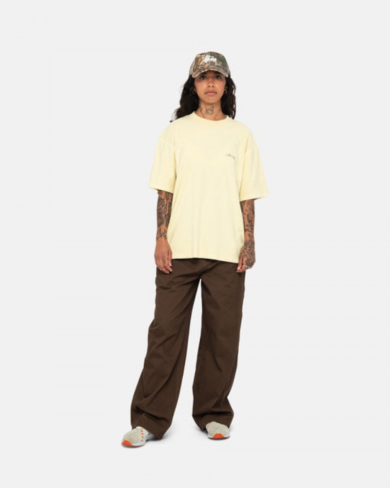 Women Stussy Pig. Dyed Inside Out Crew T Shirt Yellow Australia | HMR-4067