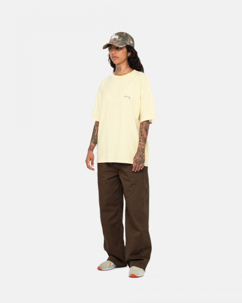 Women Stussy Pig. Dyed Inside Out Crew T Shirt Yellow Australia | HMR-4067