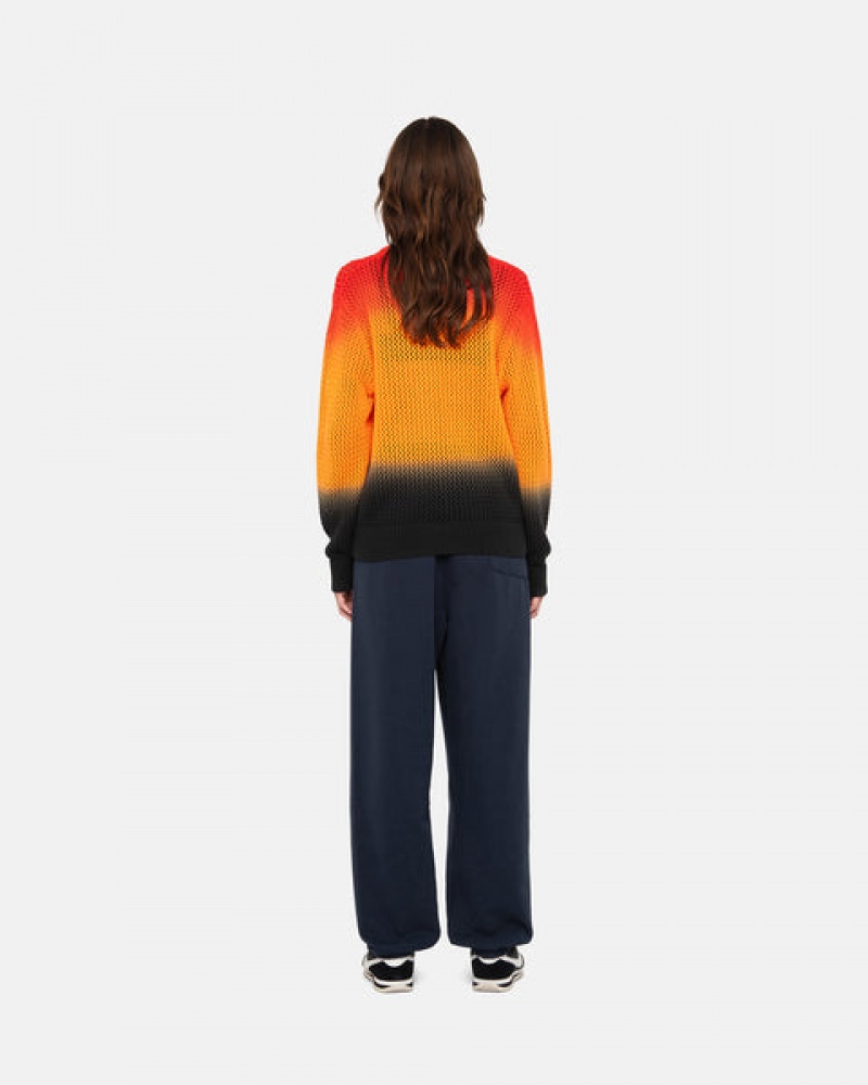 Women Stussy Pigment Dyed Loose Gauge Knit Sweaters Black / Red Australia | RVE-2061