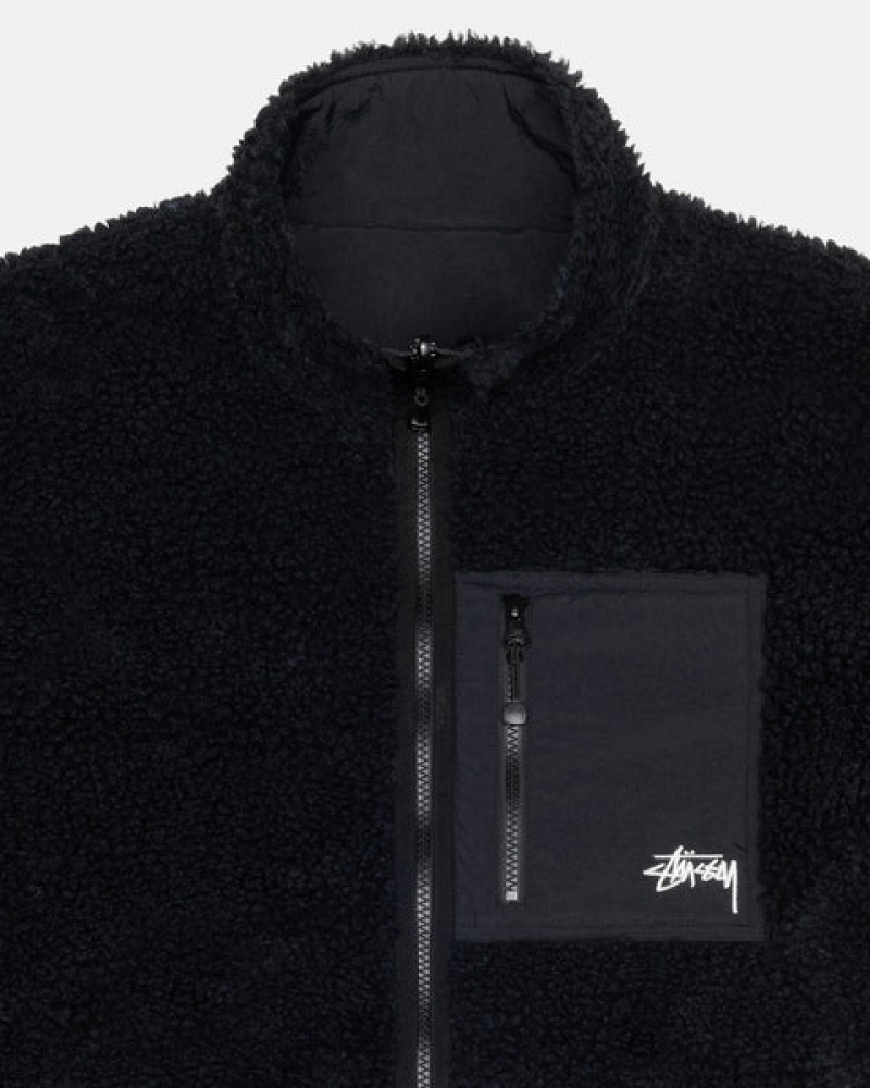 Women Stussy Sherpa Reversible Jackets Black Australia | MDF-0166