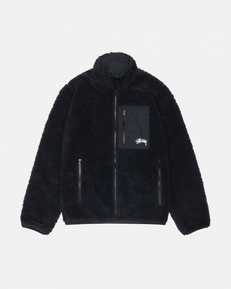 Women Stussy Sherpa Reversible Jackets Black Australia | MDF-0166