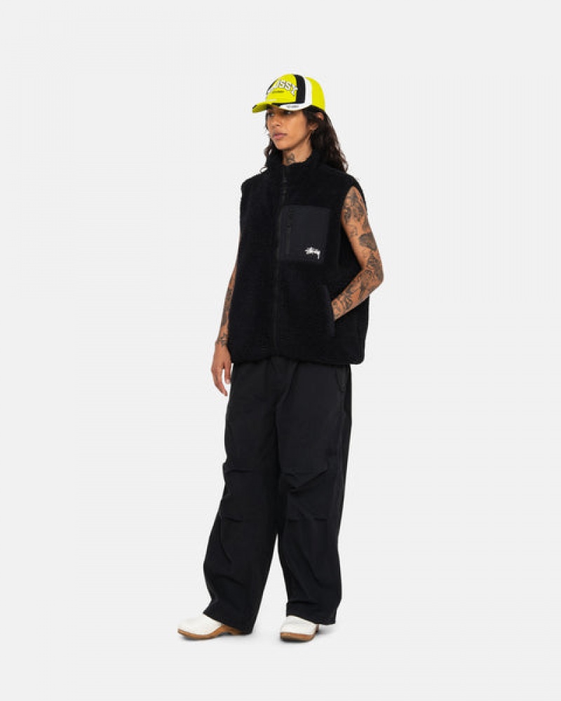 Women Stussy Sherpa Reversible Vest Black Australia | HSW-5652