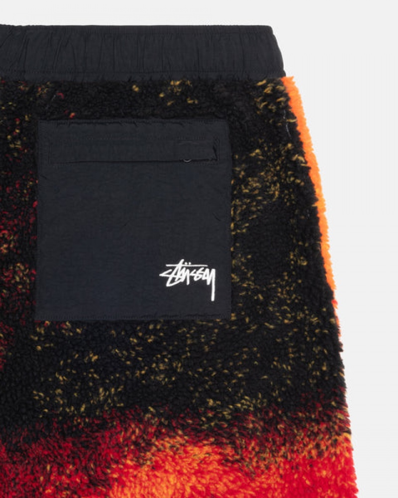 Women Stussy Sherpa Shorts Black / Red Australia | AKT-5815