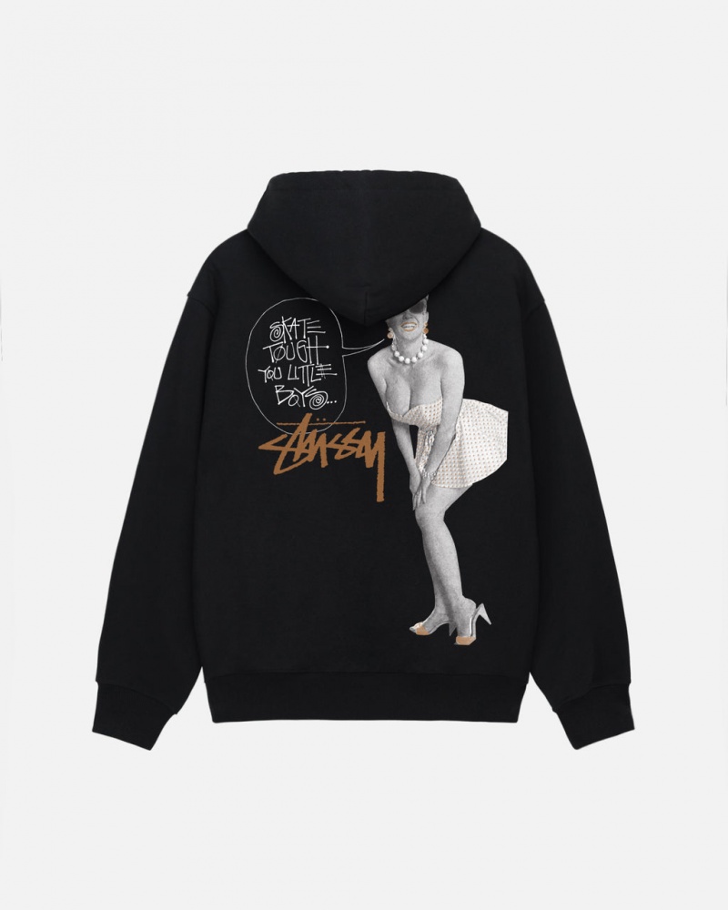 Women Stussy Skate Tough Hoodie Black Australia | UGA-2196