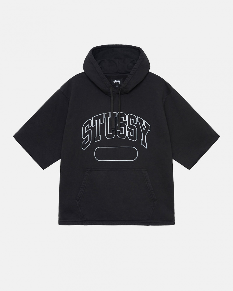 Women Stussy Ss Boxy Cropped Hoodie Black Australia | AAZ-9832