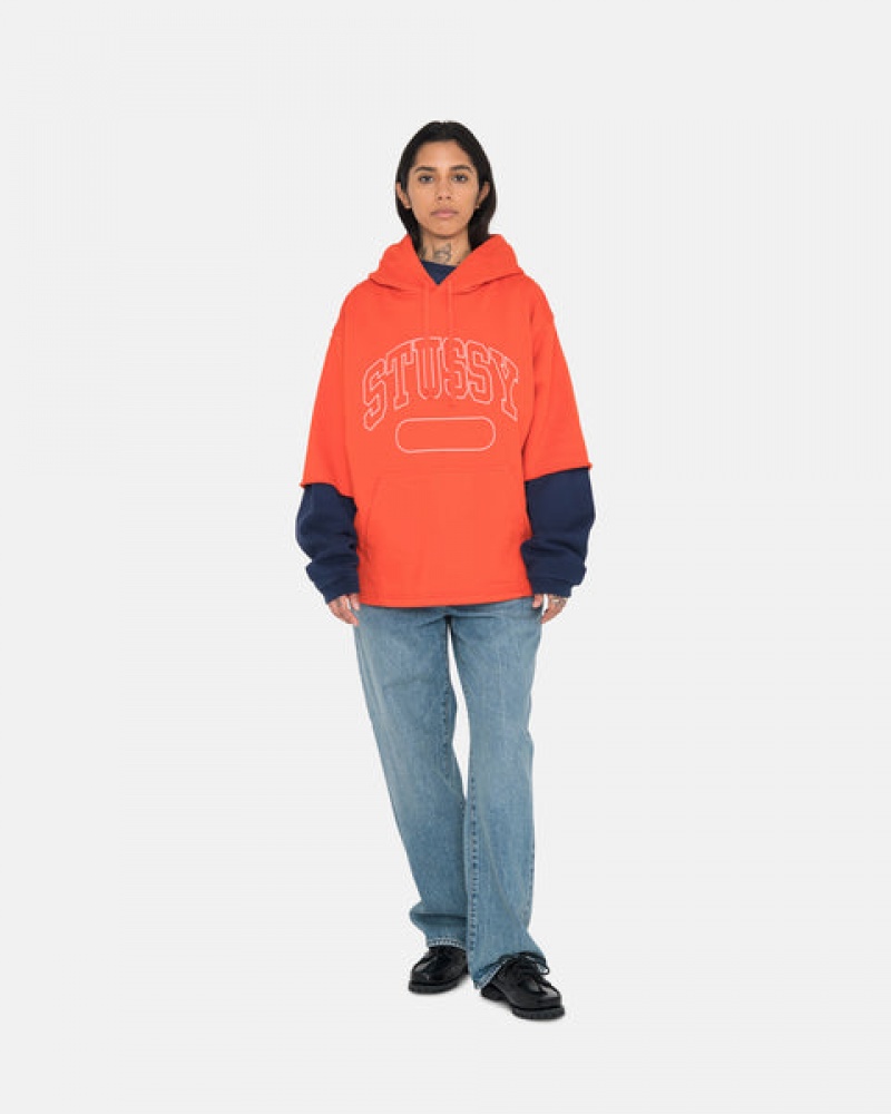 Women Stussy Ss Boxy Cropped Hoodie Deep Orange Australia | CDO-5153