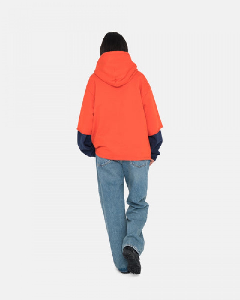 Women Stussy Ss Boxy Cropped Hoodie Deep Orange Australia | CDO-5153