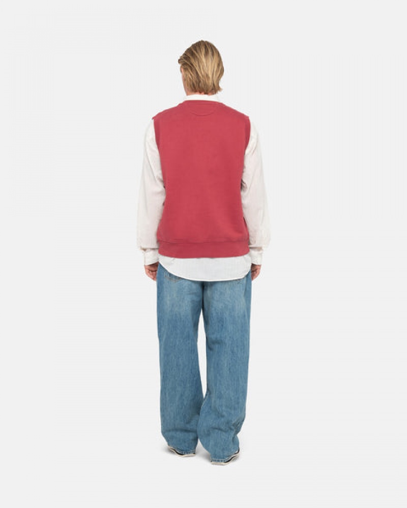 Women Stussy Stock Fleece Vest Sweatshirts Burgundy Australia | FZI-9019