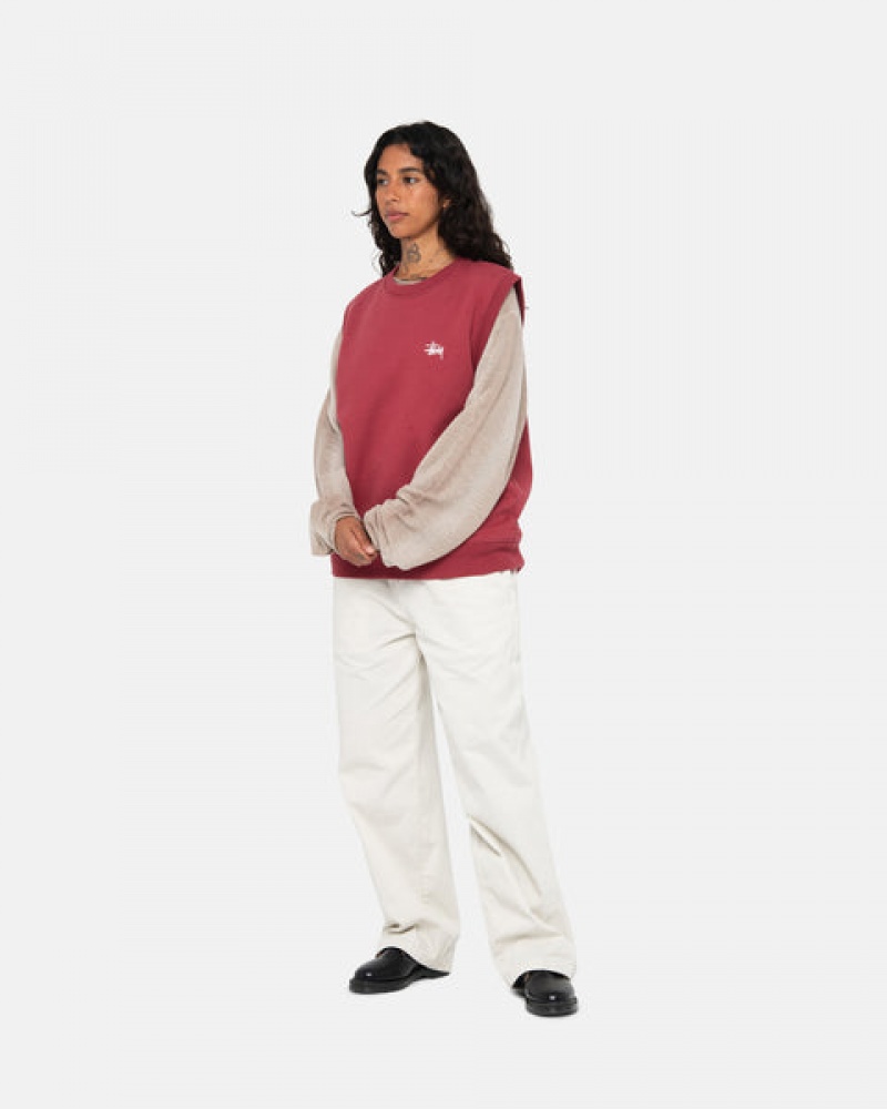 Women Stussy Stock Fleece Vest Sweatshirts Burgundy Australia | FZI-9019