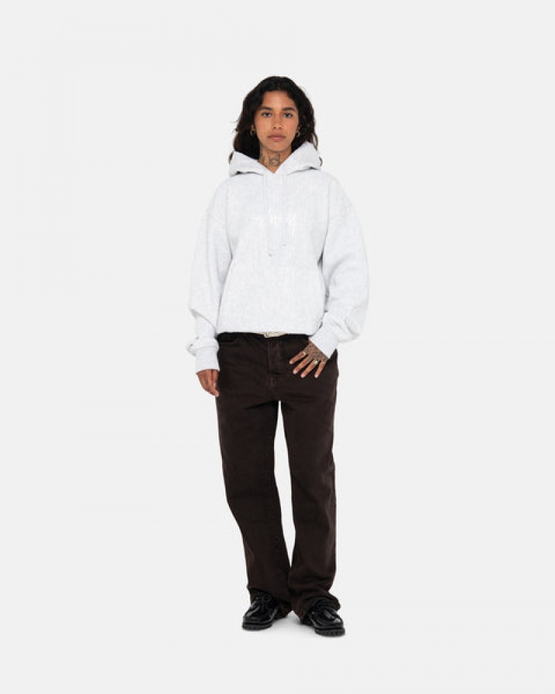 Women Stussy Stock Logo Applique Hoodie Grey Australia | TSN-3998