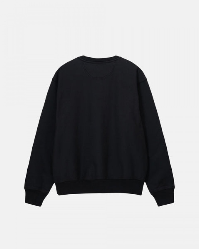 Women Stussy Stock Logo Crew Sweatshirts Black Australia | ETA-7292