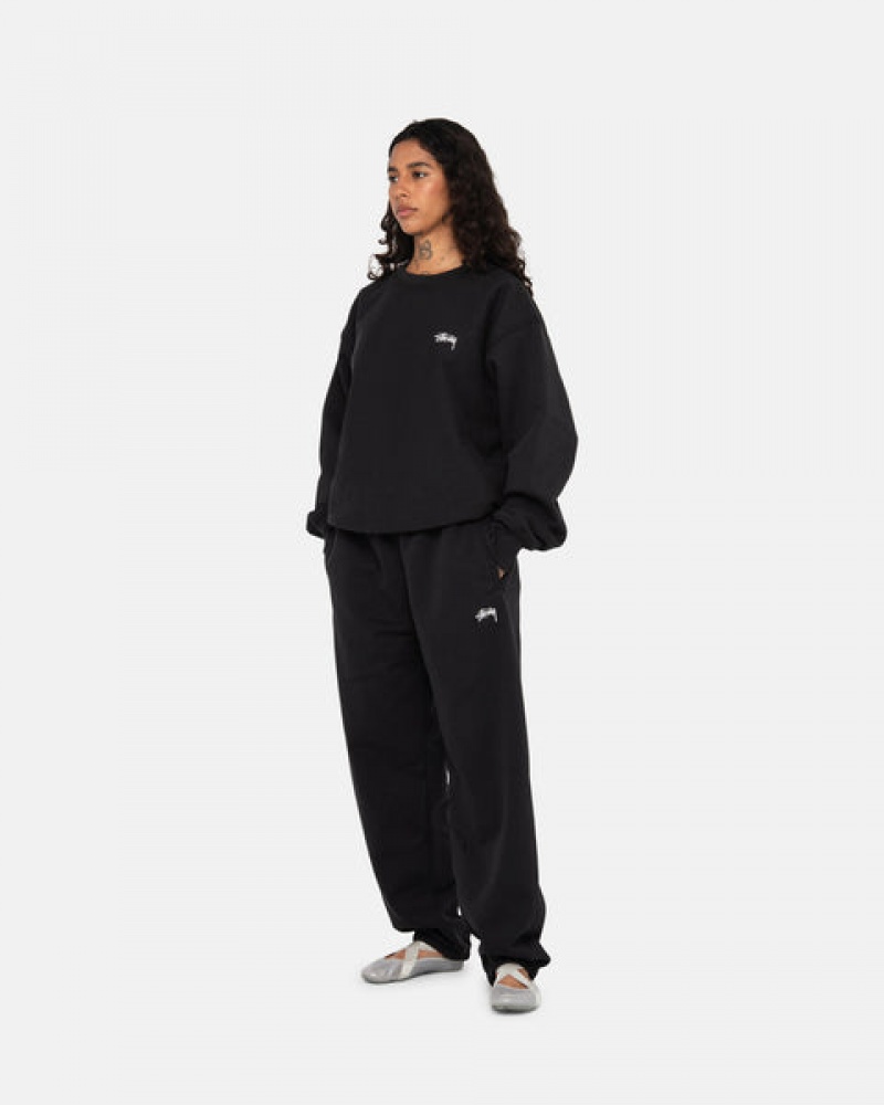 Women Stussy Stock Logo Crew Sweatshirts Black Australia | ETA-7292