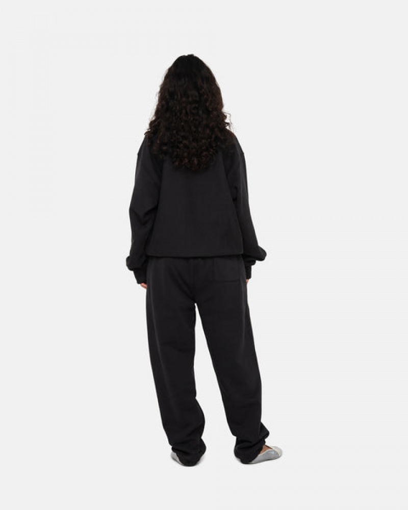 Women Stussy Stock Logo Crew Sweatshirts Black Australia | ETA-7292