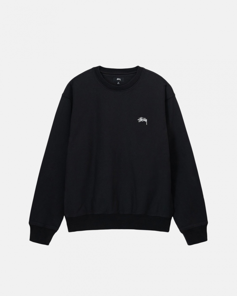 Women Stussy Stock Logo Crew Sweatshirts Black Australia | ETA-7292