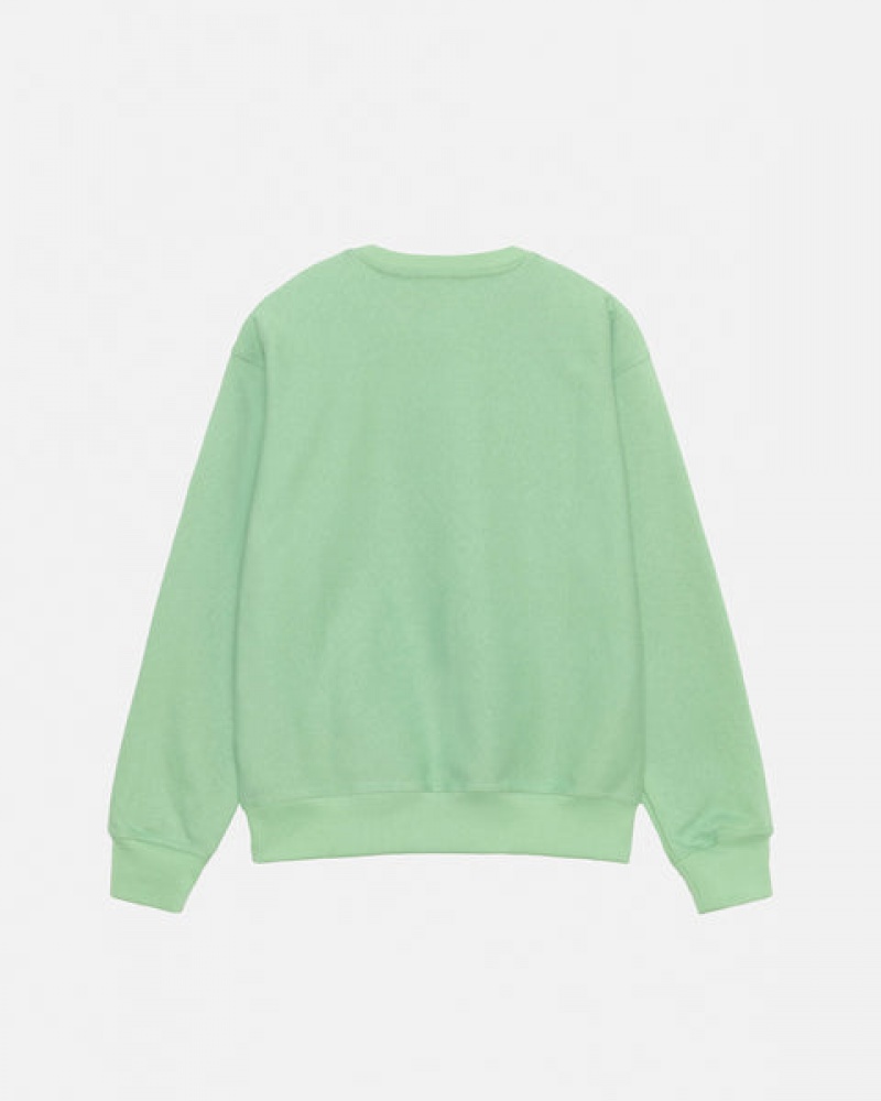 Women Stussy Stock Logo Crew Sweatshirts Green Australia | DJO-2644