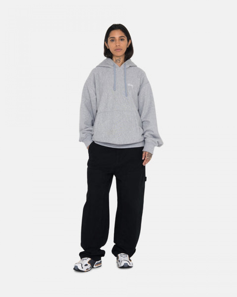 Women Stussy Stock Logo Hoodie Grey Australia | AHA-0893