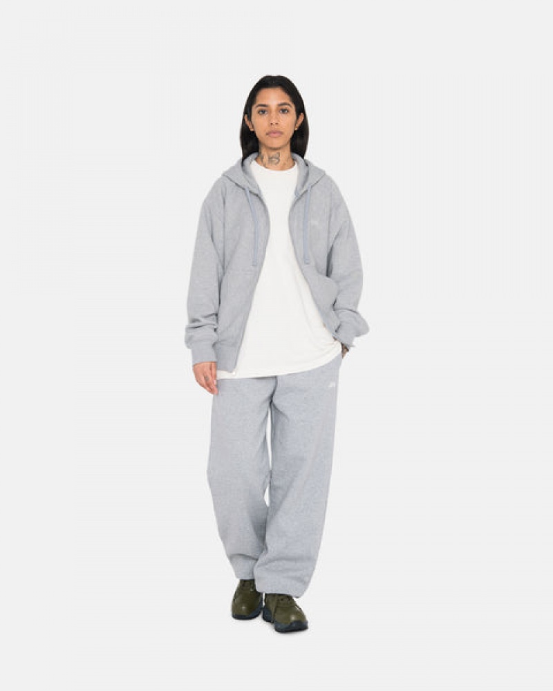 Women Stussy Stock Logo Zip Hoodie Grey Australia | HVX-2728