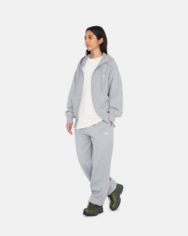 Women Stussy Stock Logo Zip Hoodie Grey Australia | HVX-2728