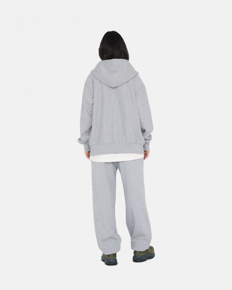 Women Stussy Stock Logo Zip Hoodie Grey Australia | HVX-2728