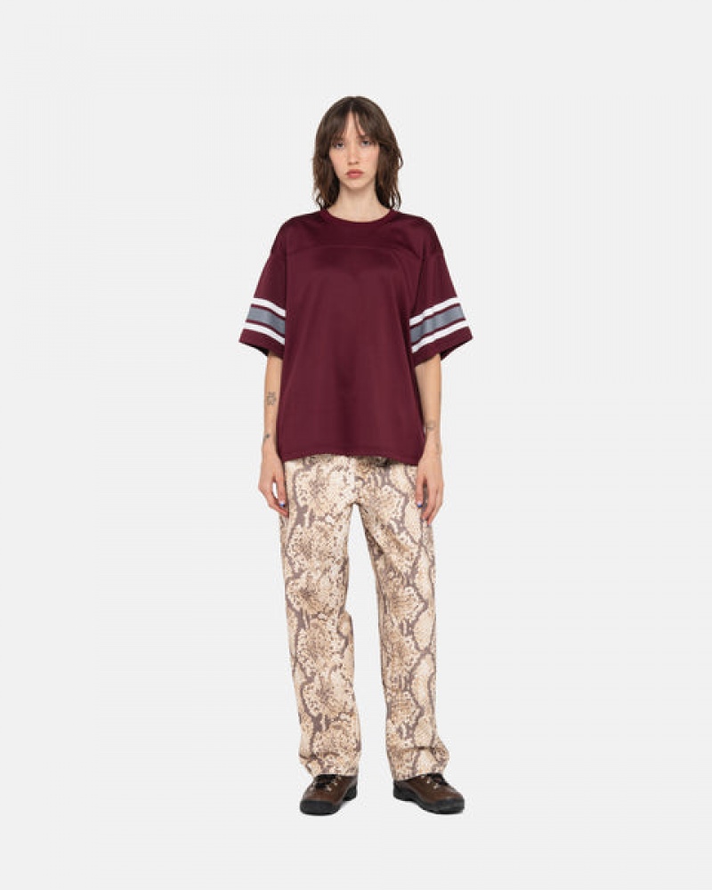 Women Stussy Surfman Mesh Football Jersey Tops Burgundy Australia | LJW-2111