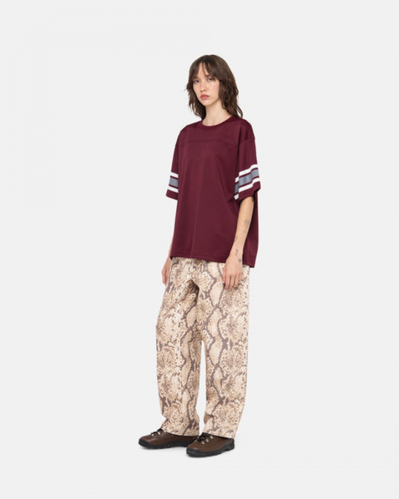 Women Stussy Surfman Mesh Football Jersey Tops Burgundy Australia | LJW-2111