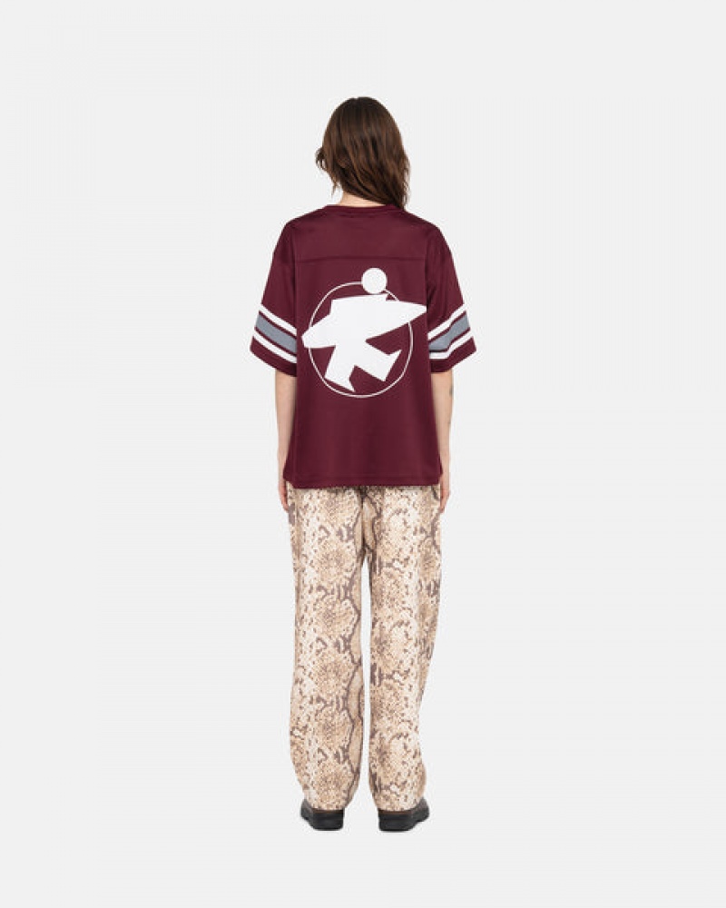 Women Stussy Surfman Mesh Football Jersey Tops Burgundy Australia | LJW-2111