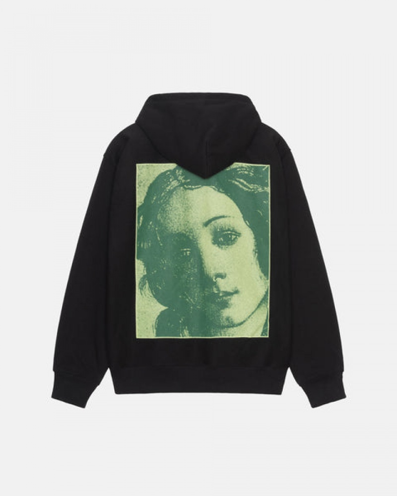 Women Stussy Venus Zip Hood Sweatshirts Black Australia | ASH-9153