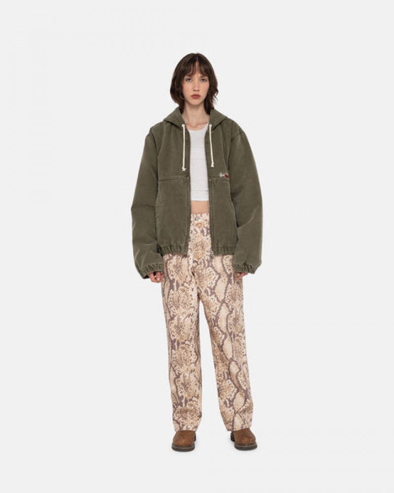 Women Stussy Work Jacket Insulated Canvas Jackets Olive Australia | WJX-2540