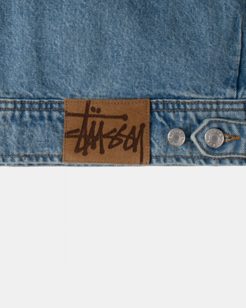 Women Stussy Zip Work Jacket Denim Blue Australia | MFV-0700