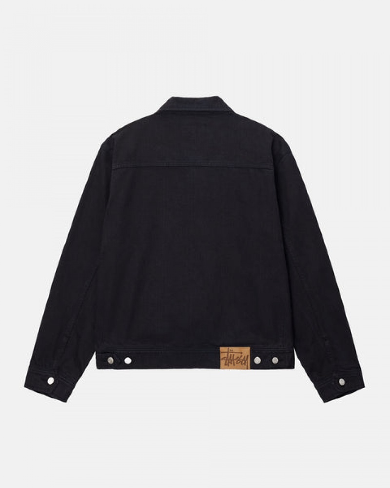 Women Stussy Zip Work Jacket Overdyed Jackets Black / Black Australia | FDC-0247